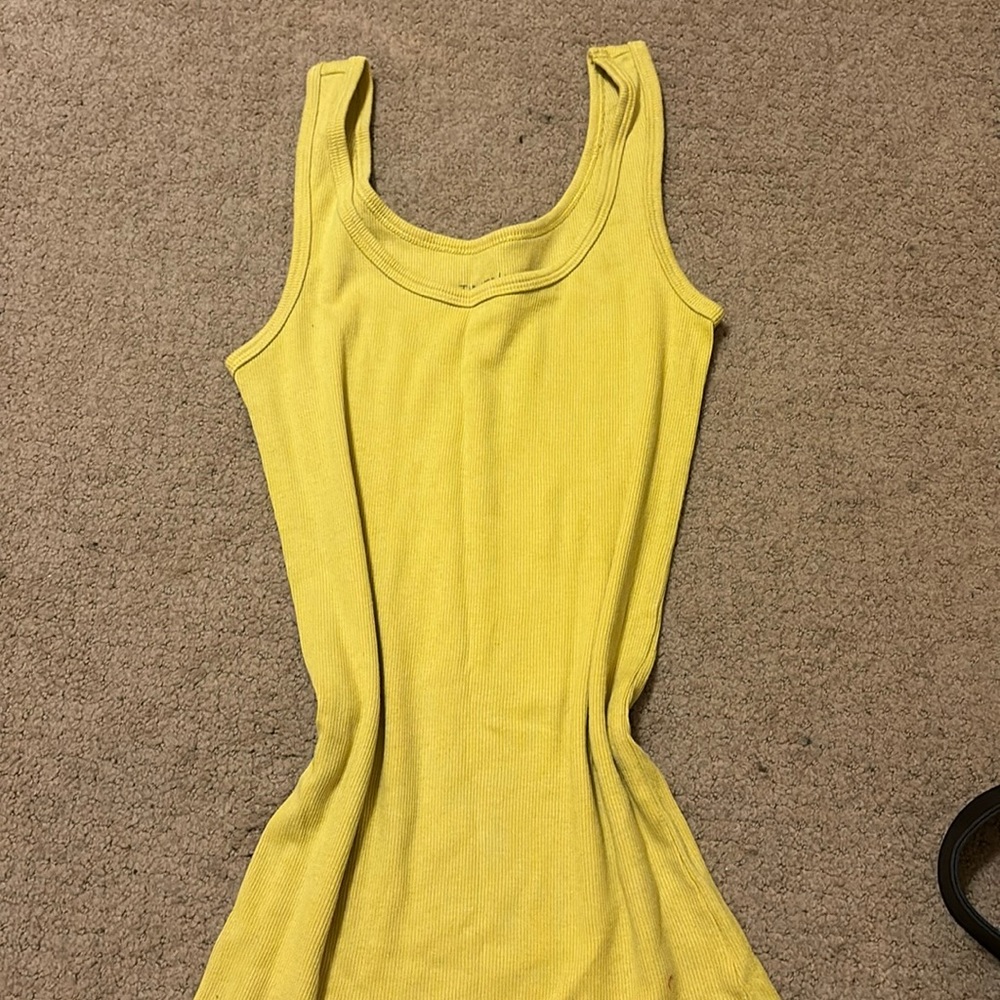 yellow ribbed tank full length